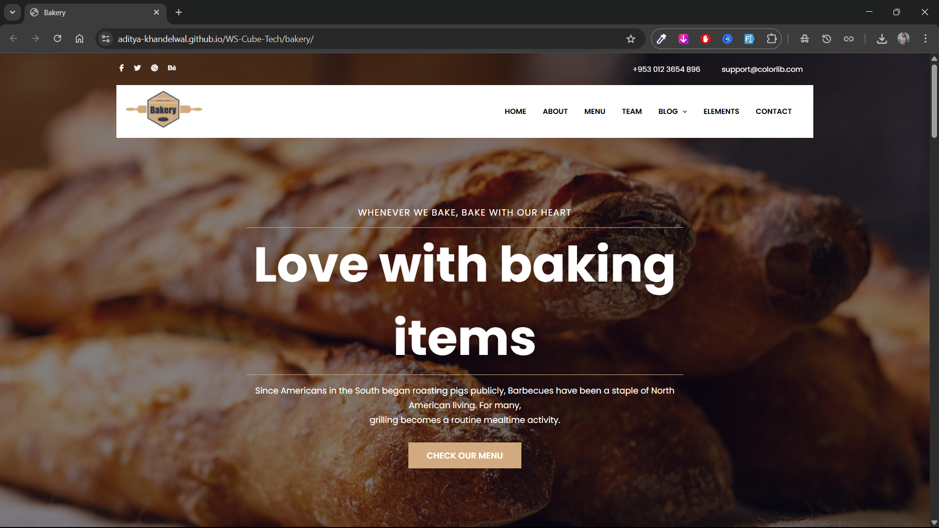 Bakery Website HTML CSS Mediaquery Javascript