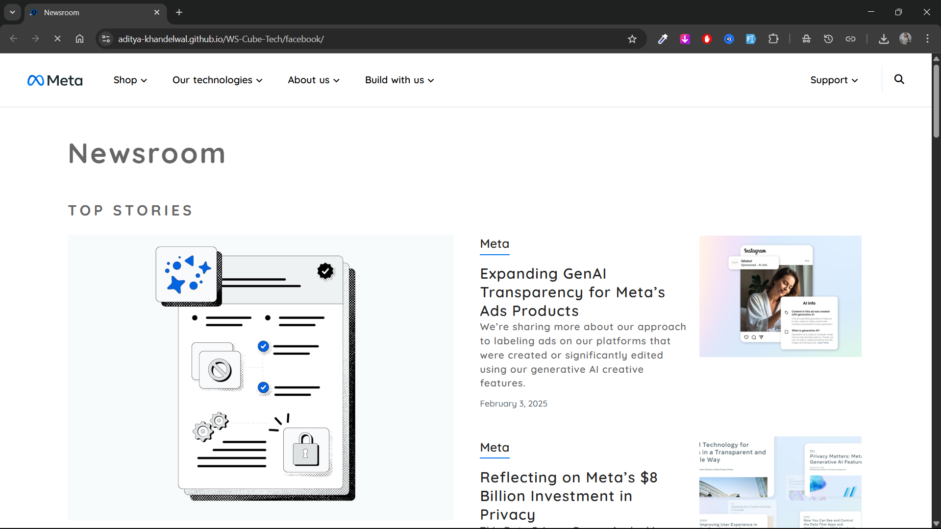 Facebook Newsroom HTML CSS