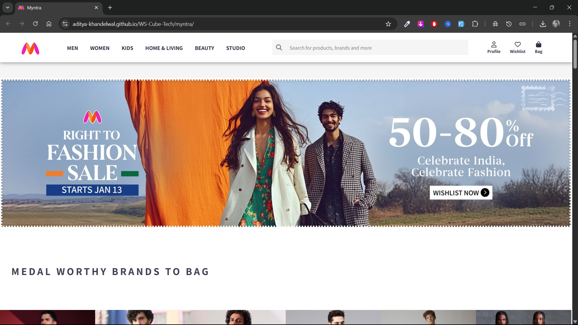 Myntra Clone HTML CSS