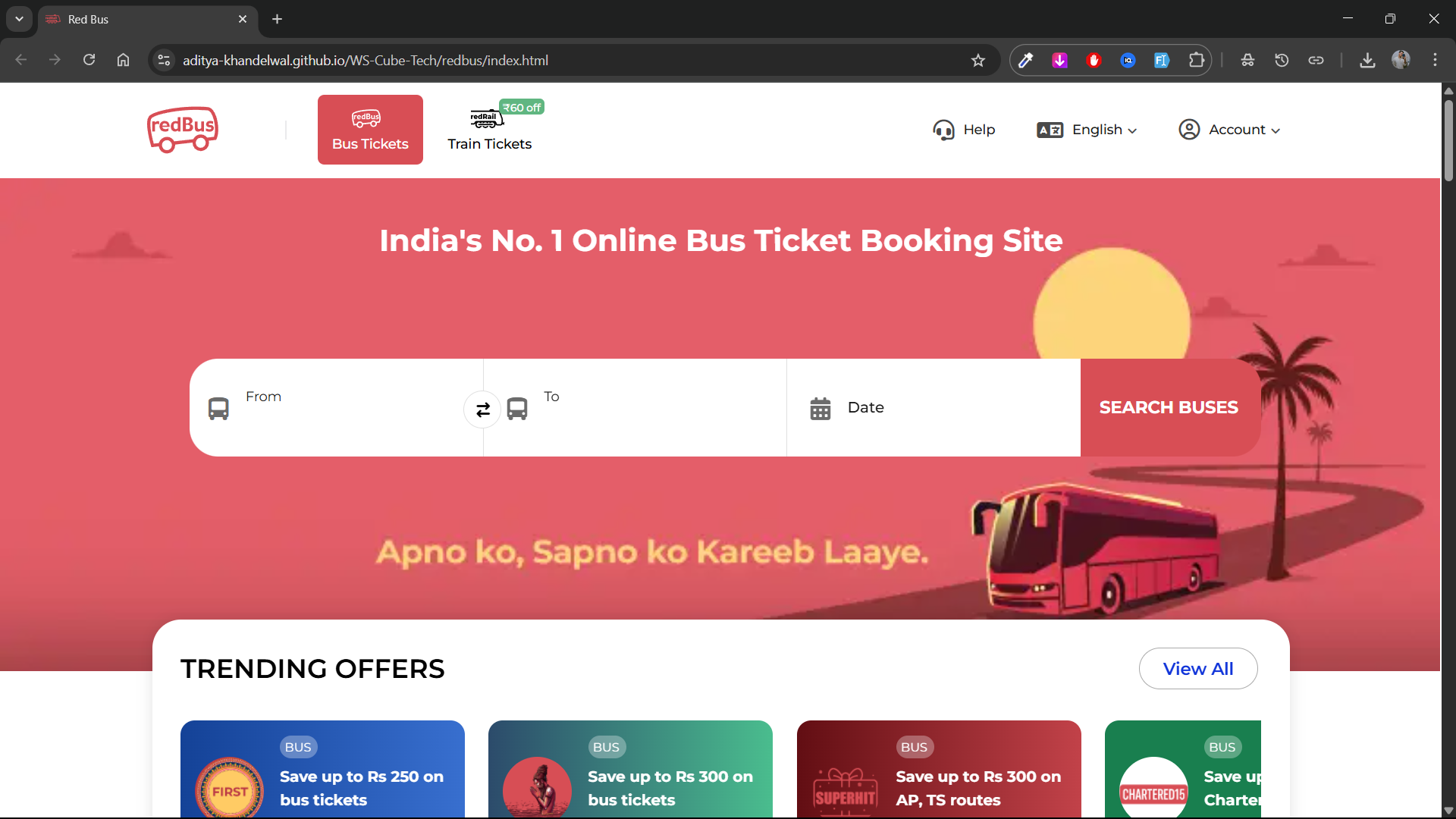 Red Bus Clone HTML CSS